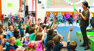 Teacher with students