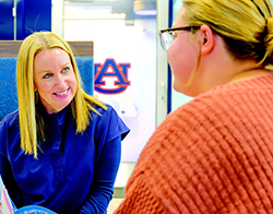 Sarah Putzer works with the Chambers County Community Health & Wellness Center to connect with area residents and has visited the middle and high schools to distribute feminine hygiene products and answer questions about women’s health.