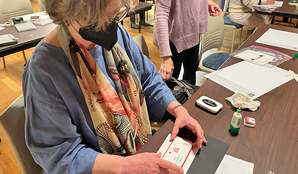 OLLI Director, Scott Bishop participates in the Card Making workshop.